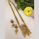 FS Collection Regal Pota Stone And Pearl Detailing Temple Long Necklace Set