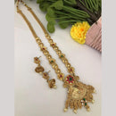 FS Collection Regal Pota Stone And Pearl Detailing Temple Long Necklace Set