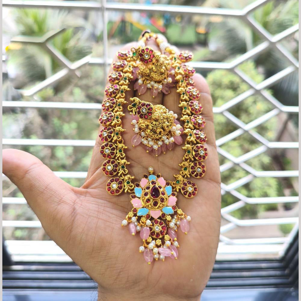 FS Collection Handcrafted Ethnic Pota Stone And Beads Necklace Set