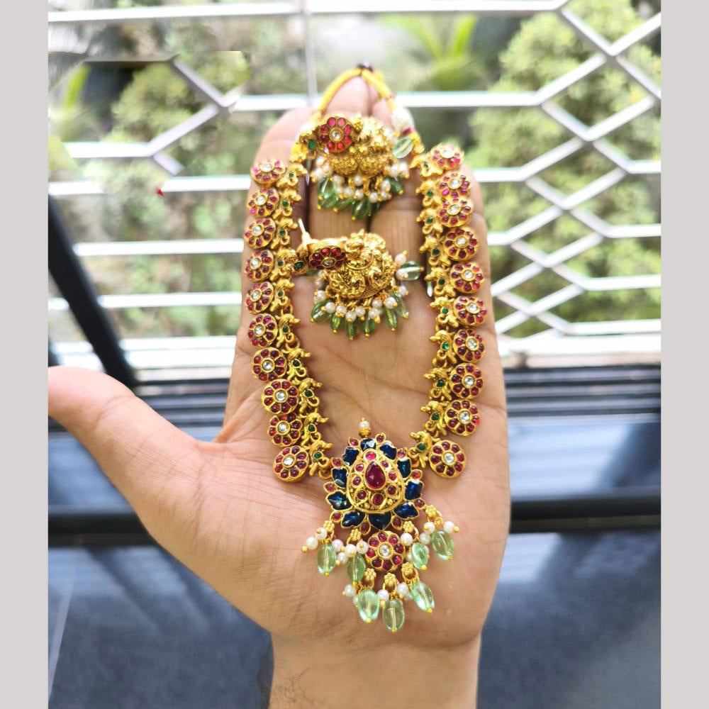 FS Collection Handcrafted Ethnic Pota Stone And Beads Necklace Set