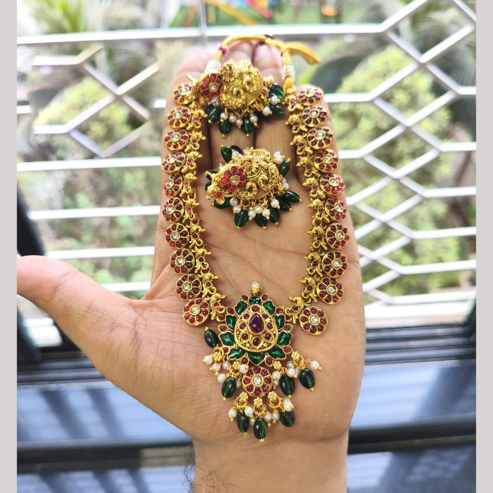 FS Collection Handcrafted Ethnic Pota Stone And Beads Necklace Set