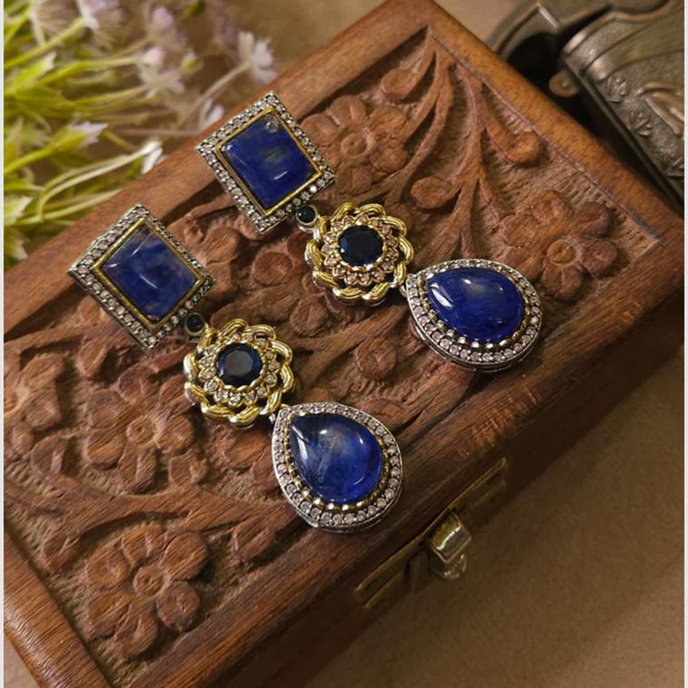 FS Collection Glamorous Pota Stone and Austrian Stone Dangler Earrings