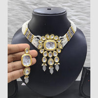 FS Collection Traditional Kundan Pearl And Beads Choker Necklace Set