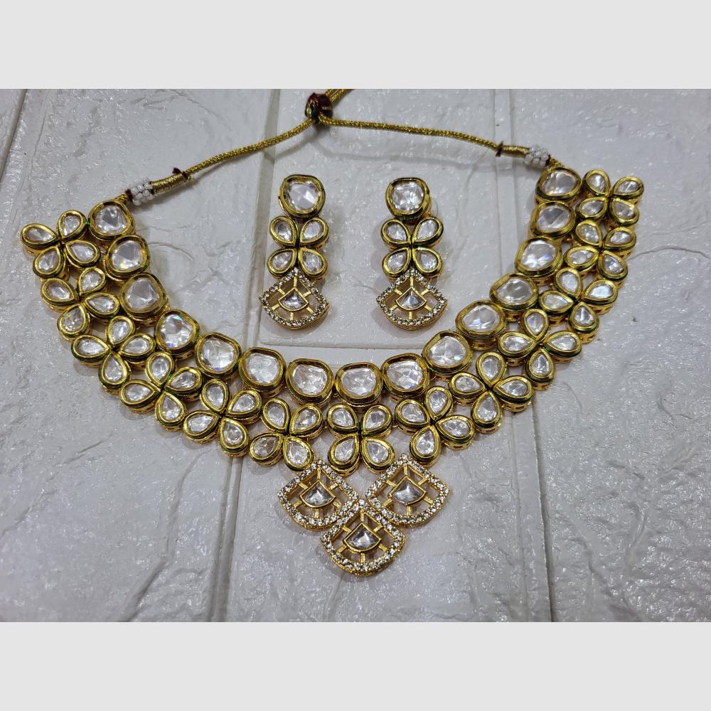 FS Collection Luxurious Kundan And Austrian Stone Necklace Set
