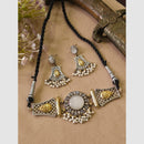 FS Collection Stylish Dual Tone Pota Stone And Pearl Choker Necklace Set