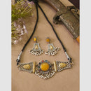 FS Collection Stylish Dual Tone Pota Stone And Pearl Choker Necklace Set