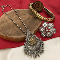 FS Collection Luxurious 2 Tone Finish Crystal Stone And Temple Long Necklace