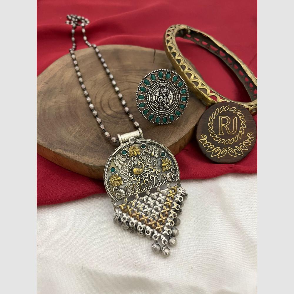 FS Collection Luxurious 2 Tone Finish Pota Stone Long Necklace
