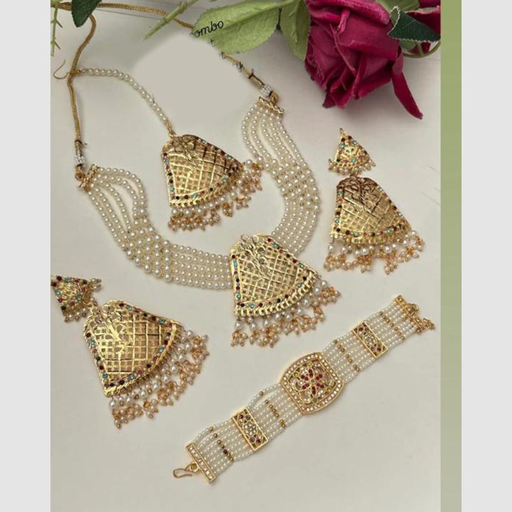 FS Collection Royal Austrian Stone And Pearl Jewellery Combo Set