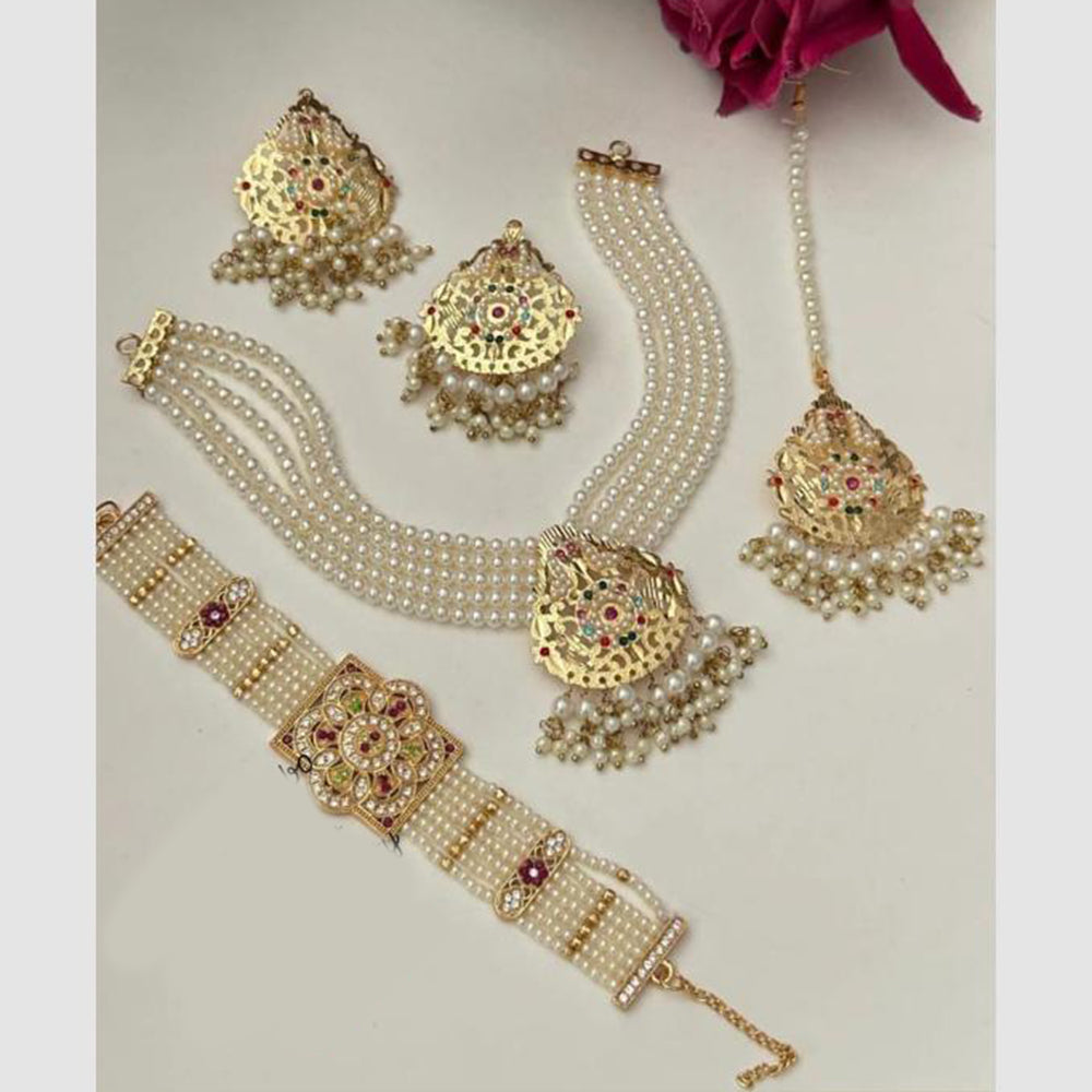 FS Collection Royal Austrian Stone And Pearl Jewellery Combo Set