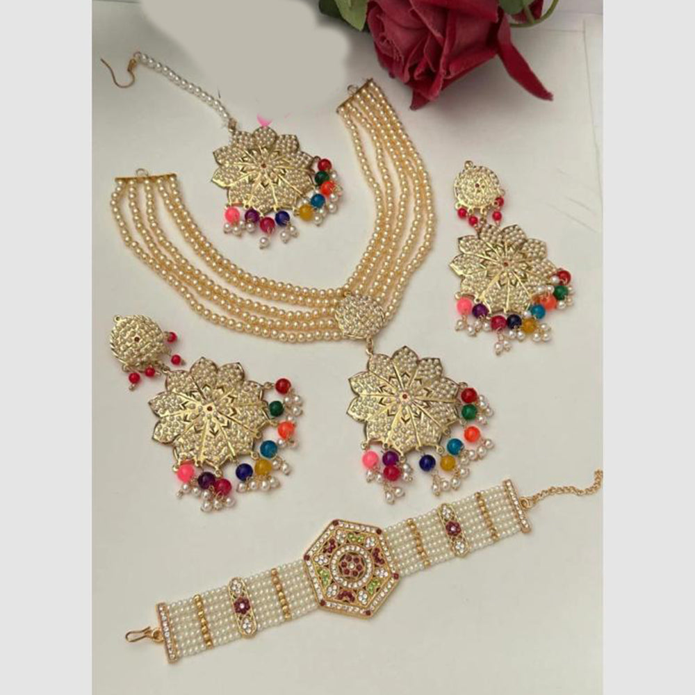 FS Collection Royal Austrian Stone And Pearl Jewellery Combo Set