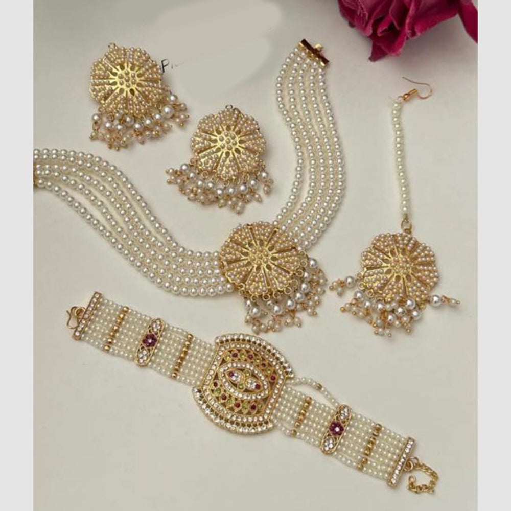 FS Collection Royal Austrian Stone And Pearl Jewellery Combo Set