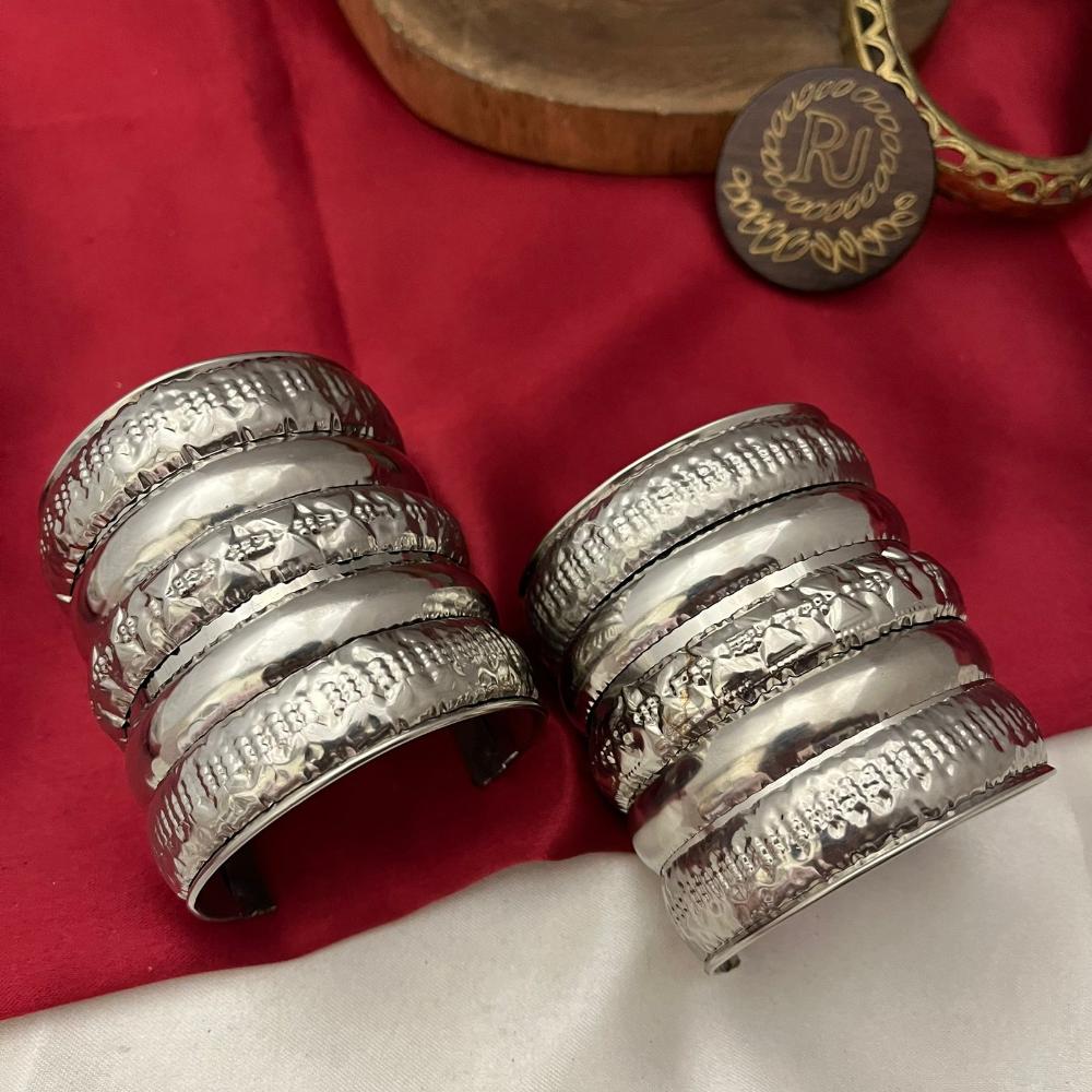 FS Collection Elegant Ethnic Oxidised Plated Openable Bangle Set
