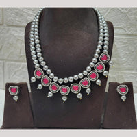 FS Collection Elegant Black Polish Pota And Austrian Stone Layered Necklace Set 