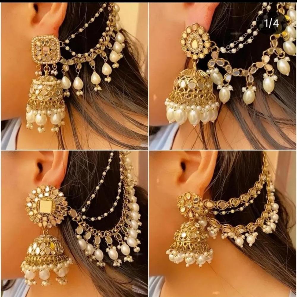 FS Collection Pearl Kan chain Jhumki Earrings