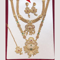 FS Collection Handcrafted Ethnic Pota Stones And Meenakari Double Necklace Set