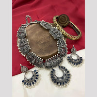 FS Collection Traditional Meets Trendy Oxidised Plated Long Necklace With Pota & Pearls 