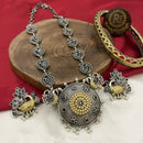 FS Collection 2 Tone Plated Pota And Pearl Long Necklace Set Classic Style With Modern Edge 