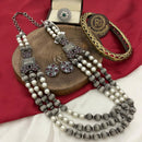 FS Collection Ethnic Oxidised Long Necklace Set Pota And Pearl Fusion For Modern Grace 