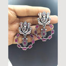 FS Collection Oxidised Plated Lord Ganesha Pota Stone Dangler Earrings