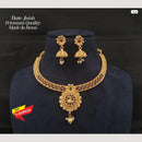 FS Collection Matte Finish Brass Necklace Set Embellished with Vibrant Pota Stones
