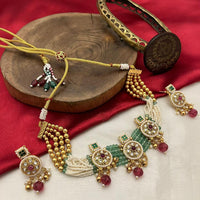 FS Collection Stunning Pota Stone Necklace Set with Chic Beaded Accents
