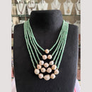 FS Collection Glamorous Layered Beaded Necklace Set with Mother of Pearl