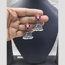 FS Collection Classic Oxidised Plated Kundan Work Jhumki Earrings