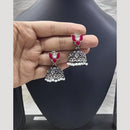 FS Collection Classic Oxidised Plated Kundan Work Jhumki Earrings