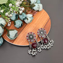 FS Collection Oxidised Monalisa Stone Dangle Earrings for Traditional & Modern Looks