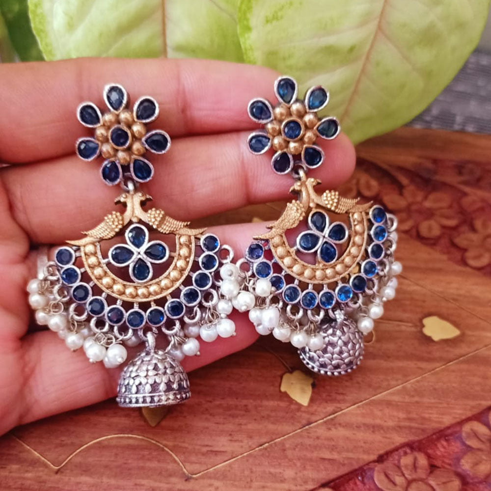 FS Collection Elegant Pota Stone And Pearl Dangle Earrings for Women & Girls