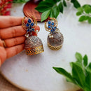FS Collection Elegant Oxidised Dual Tone Drop Earrings for Festive & Party Wear