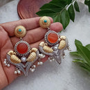 FS Collection Elegant Oxidised Dual Tone Drop Earrings for Festive & Party Wear