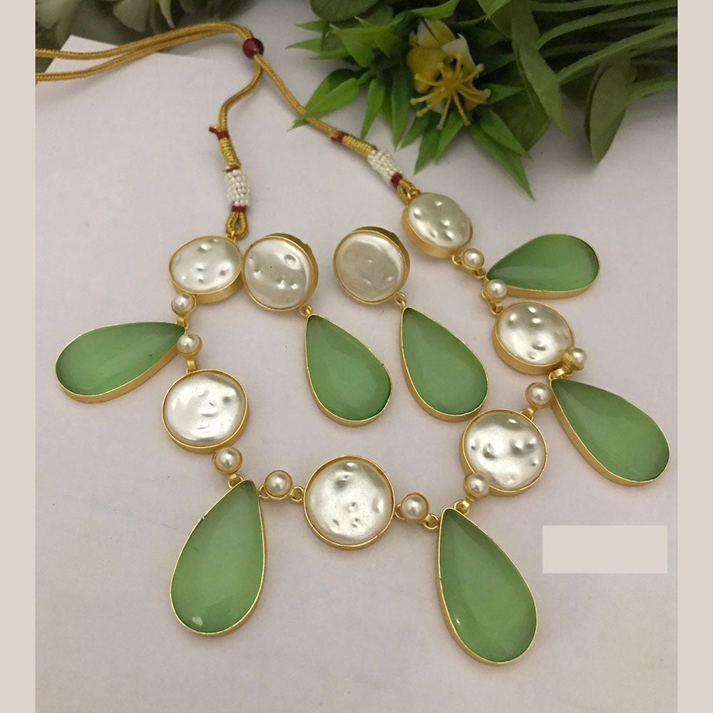 FS Collection Royal Monalisa Stone Choker Necklace Set For Weddings And Parties