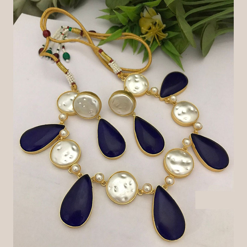 FS Collection Royal Monalisa Stone Choker Necklace Set For Weddings And Parties