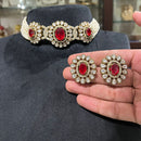 FS Collection Beautiful Crystal And Pearl Choker Necklace Set