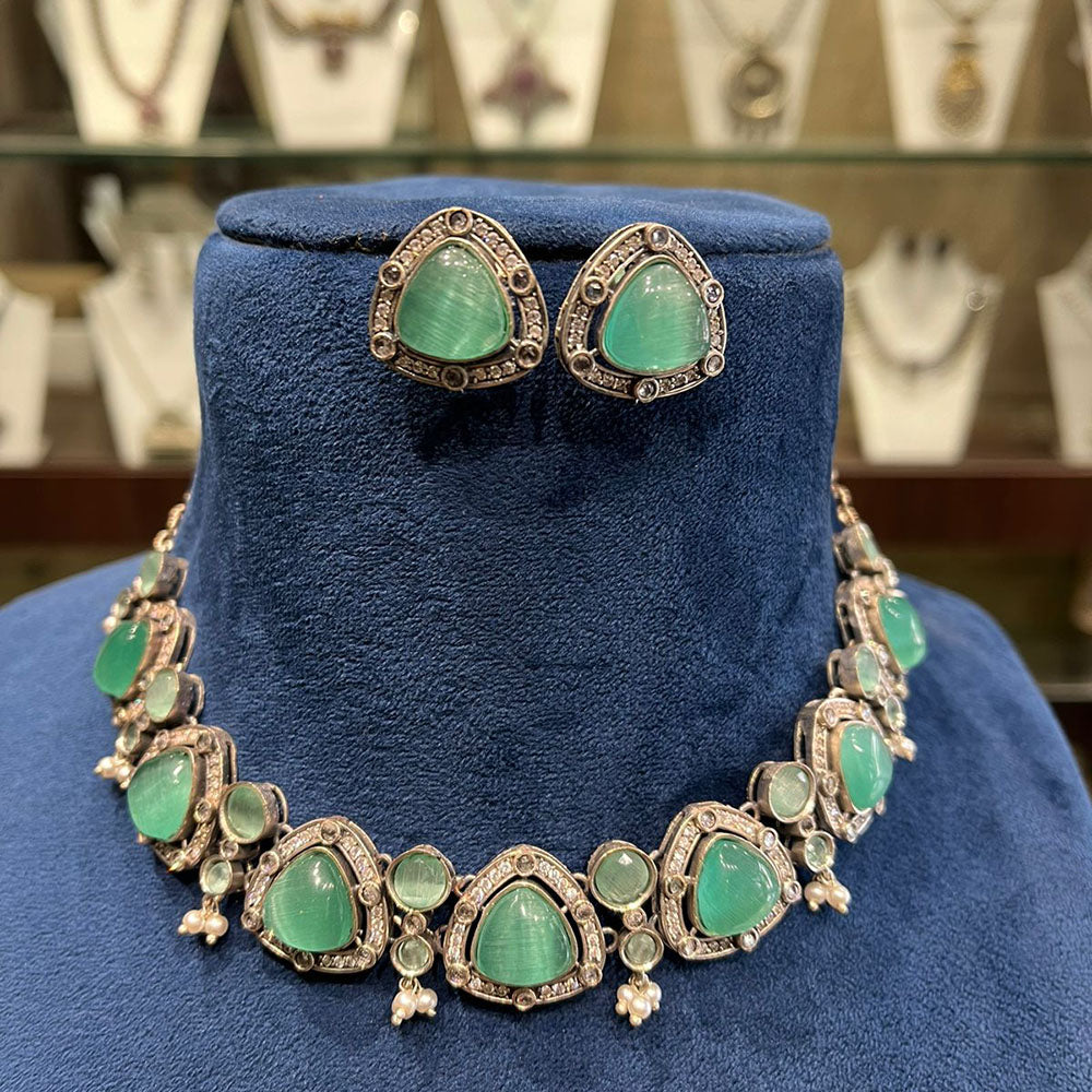 FS Collection Royal Monalisa Stone Choker Necklace Set For Weddings And Parties