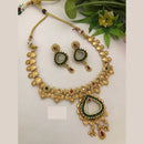 FS Collection Traditional Gold Plated Pota Stone Necklace Set For Wedding Occassions