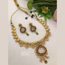 FS Collection Traditional Gold Plated Pota Stone Necklace Set For Wedding Occassions