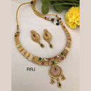 FS Collection Traditional Gold Plated Pota Stone Necklace Set For Wedding Occassions