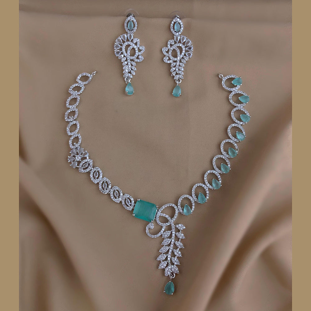 FS Collection Sparkling American Diamond Necklace Set For Party Wear