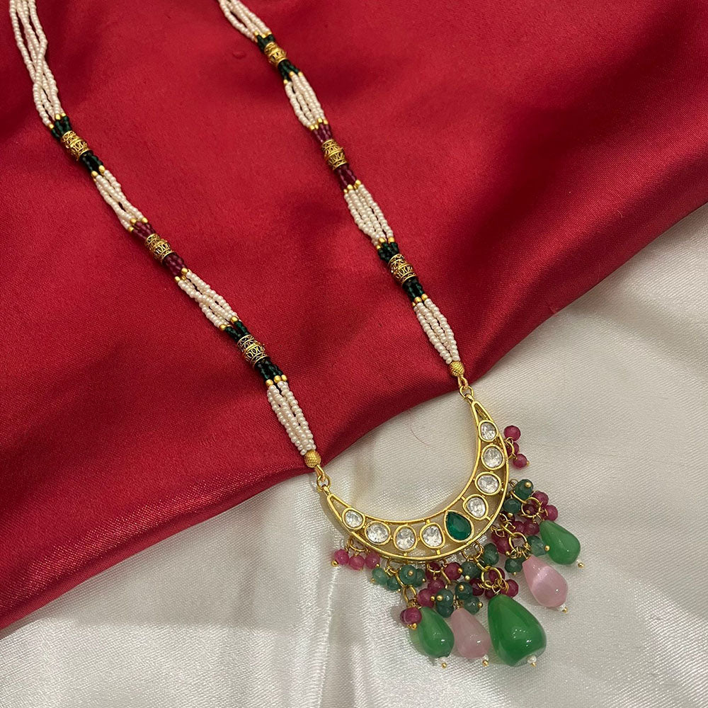 FS Collection Elegante Kundan And Pearl Long Necklace Set For Every Occassions