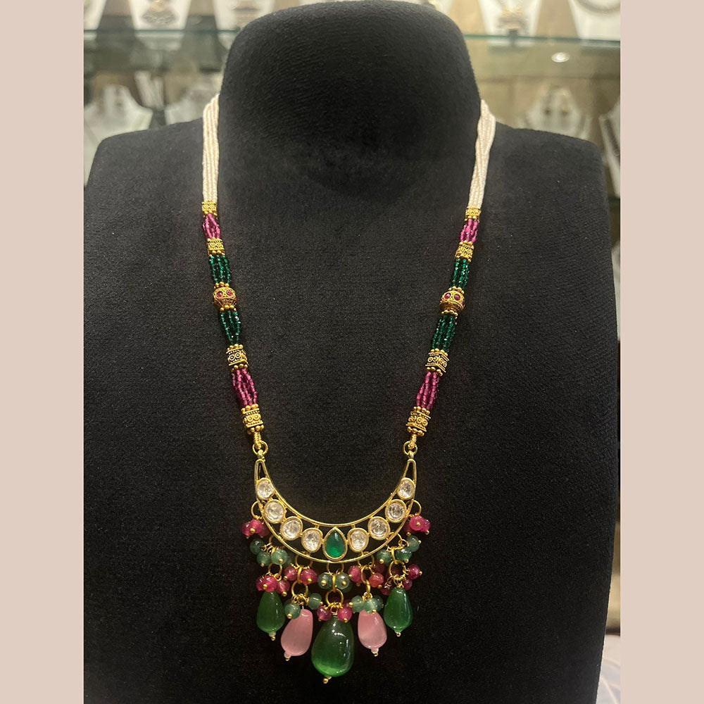 FS Collection Elegante Kundan And Pearl Long Necklace Set For Every Occassions