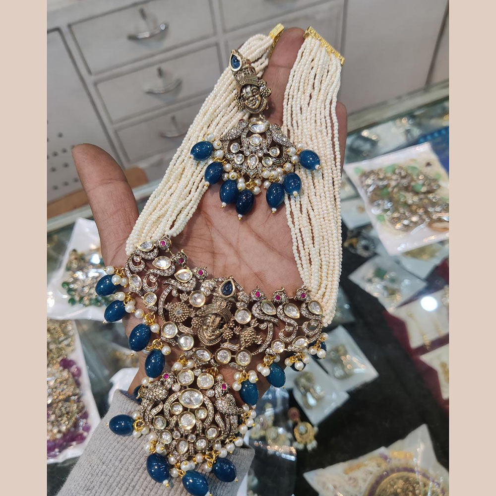 FS Collection Elegante Kundan And Pearl Long Necklace Set For Every Occassions
