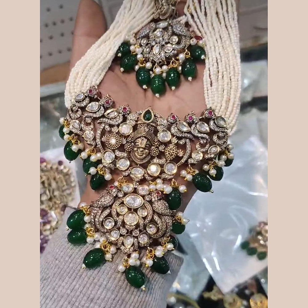 FS Collection Elegante Kundan And Pearl Long Necklace Set For Every Occassions
