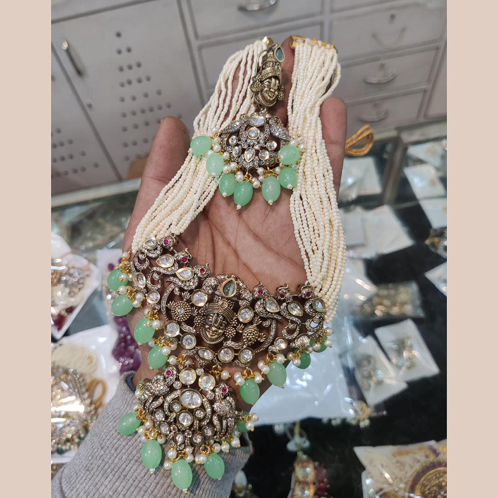 FS Collection Elegante Kundan And Pearl Long Necklace Set For Every Occassions