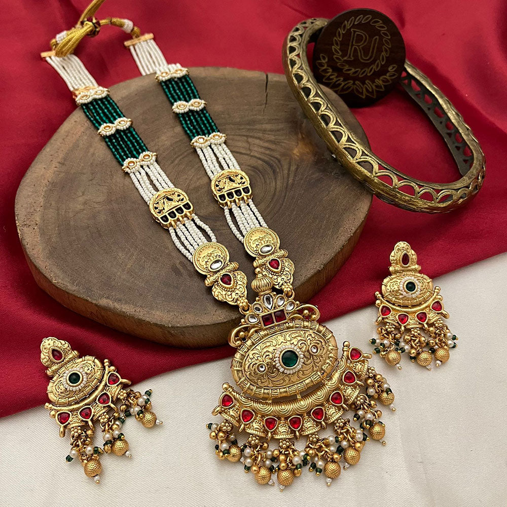 FS Collection Elegante Kundan And Pearl Long Necklace Set For Every Occassions