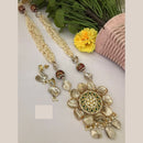 FS Collection Royal Mother Of Pearl Long Necklace Set For Special Occassions 