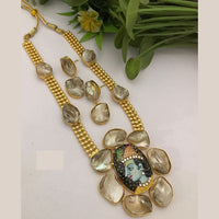 FS Collection Royal Mother Of Pearl Long Necklace Set For Special Occassions 