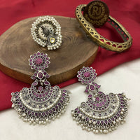 FS Collection Elegant Pota Stone And Pearl Dangle Earrings for Women & Girls